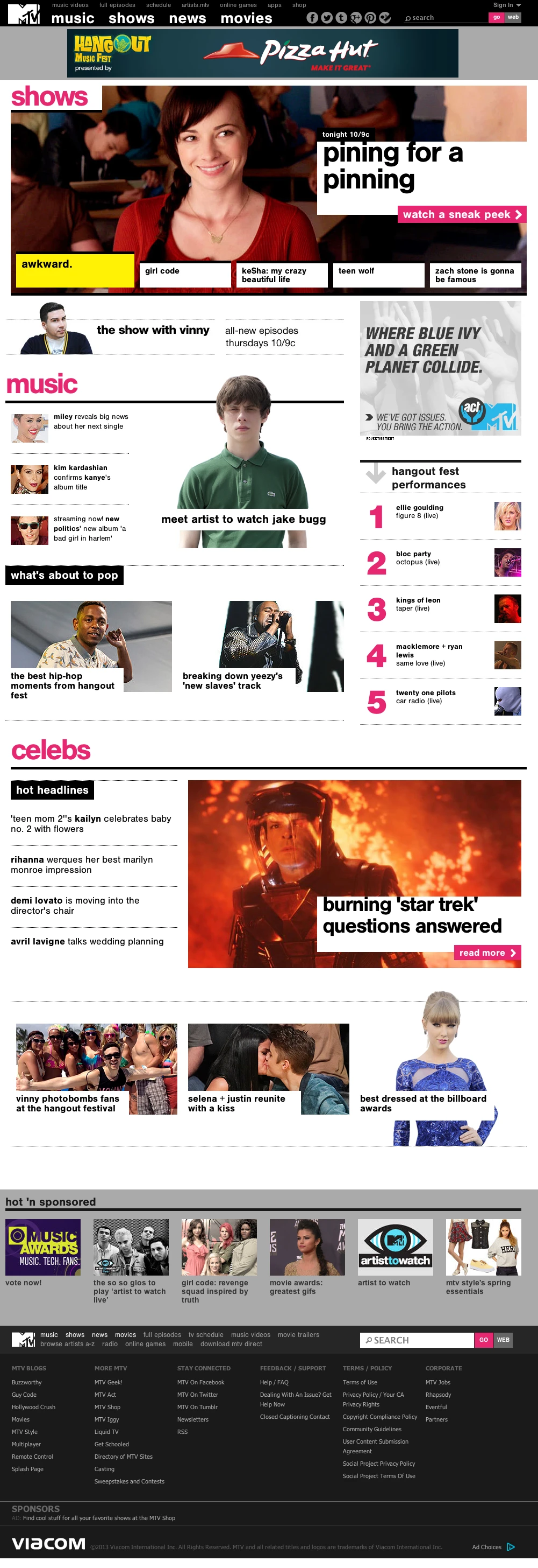 An iteration of MTV’s homepage redesign, reflecting the newly applied brand realignment.