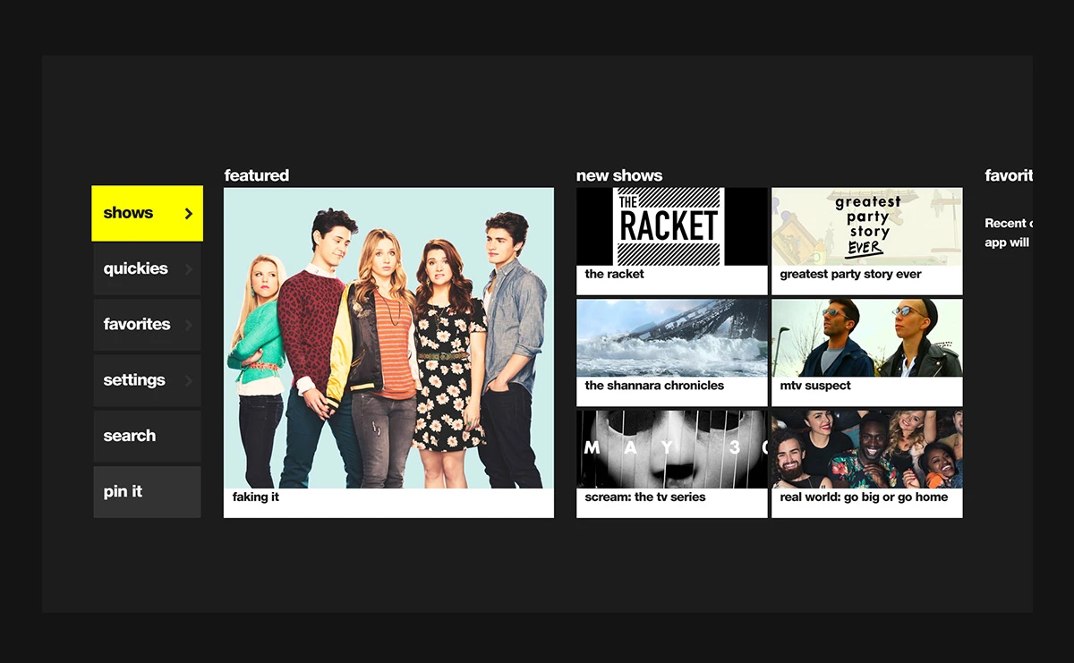 Exploration of the Brand style on MTV's Xbox app