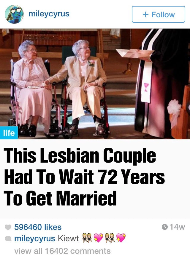 Miley Cyrus screenshot and shared an MTV News article on Instagram—proof that our social-friendly design approach worked. Article template designed by Director of Product Design, Melissa Hribar. 