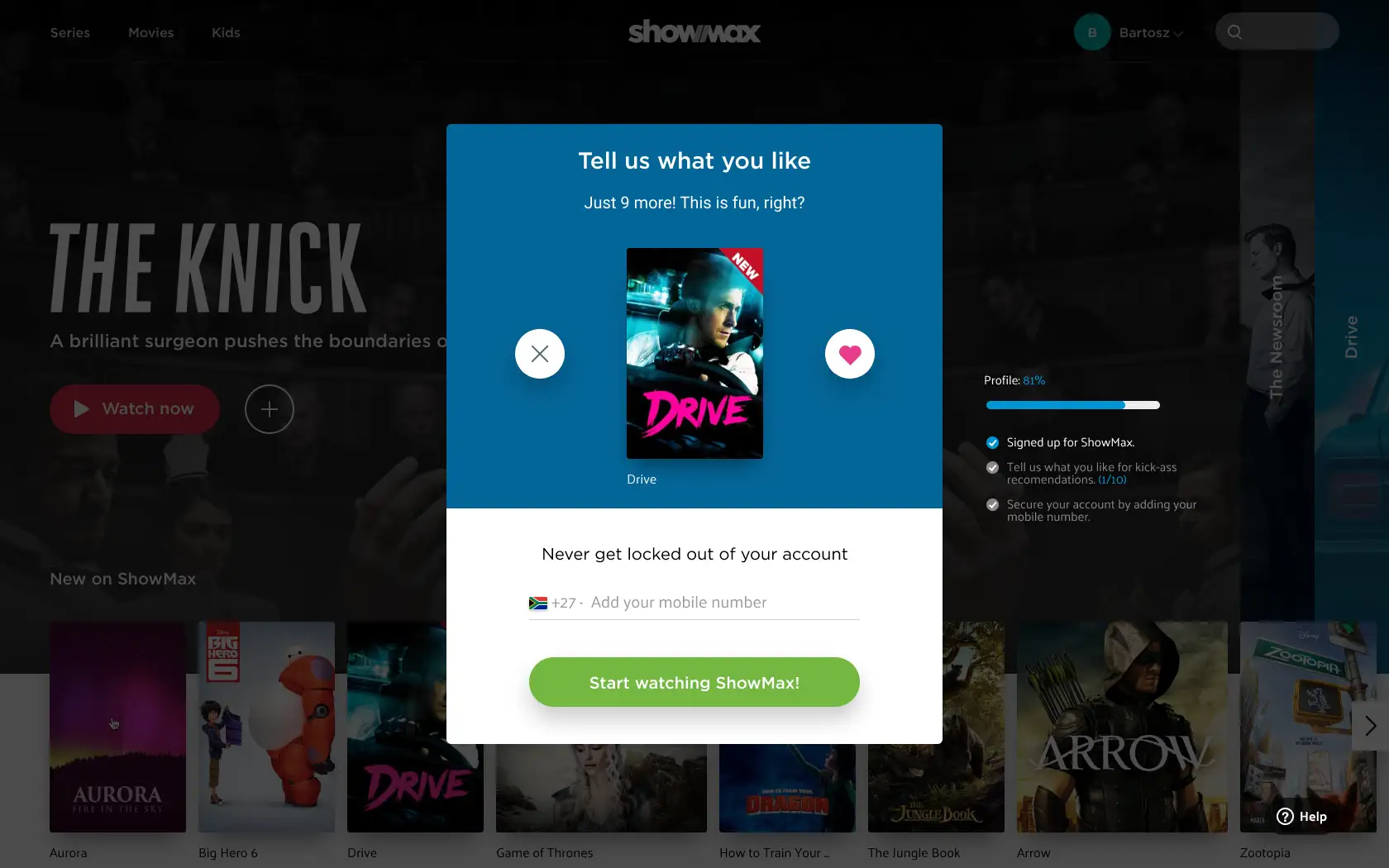 The addition of a recommendation priming interface after successful signup was proposed as a way to drive higher conversion rates.