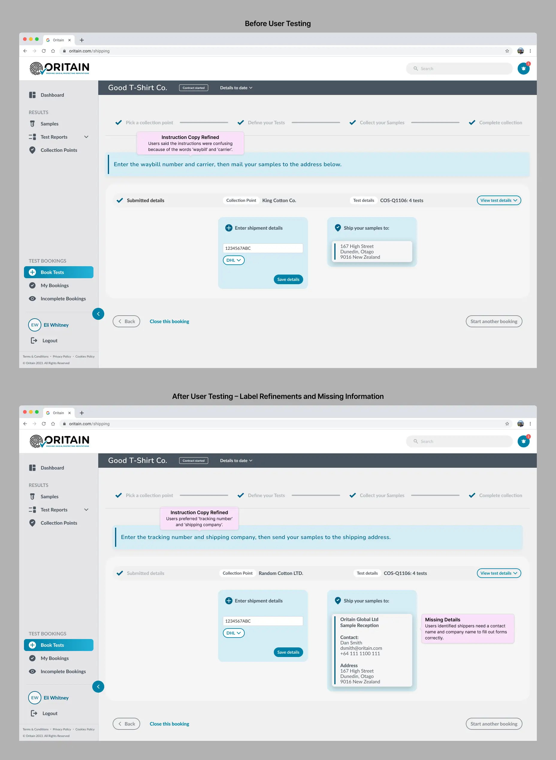 During usability testing, some users had trouble completing tasks because instructions were unclear or important information was missing.